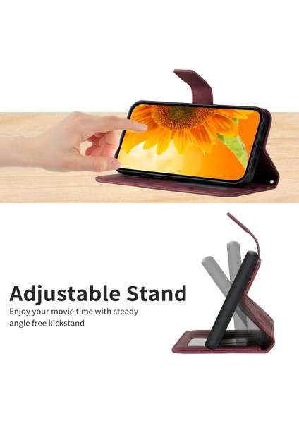 Xiaomi 13 Lite/civi 2 5g HT04 Pu Deri Telefon Vaka Ayçiçeği Baskılı Flip Cüzdan Standı Anti-Fall Telefon Kapak Kırmızısı (Yurt Dışından)