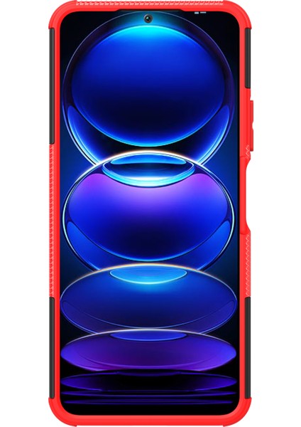 Xiaomi Redmi Için Note 12 5g (Global)/(Hindistan)/(Çin)/poco X5 5g Sabit Pc+Tpu Sağlam Lastik Deseni Şok-Absorbing Telefon Vaka Kickstand Back Cover Red (Yurt Dışından) fiyatları