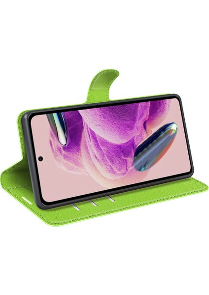 Xiaomi Için Redmi Note 12S 4g Litchi Doku Cüzdan Telefon Kapağı Standı Pu Dergi Kılıf Yeşil (Yurt Dışından)
