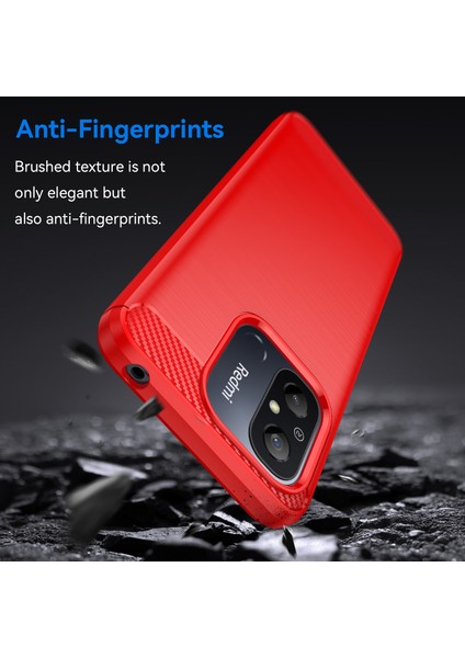 Xiaomi Redmi Için 12C 4g Esnek Tpu Telefon Geri Kapak Fırçalanmış Karbon Fiber Doku Damla Koruma Telefon Kasası-Kırmızı (Yurt Dışından) fırsatları