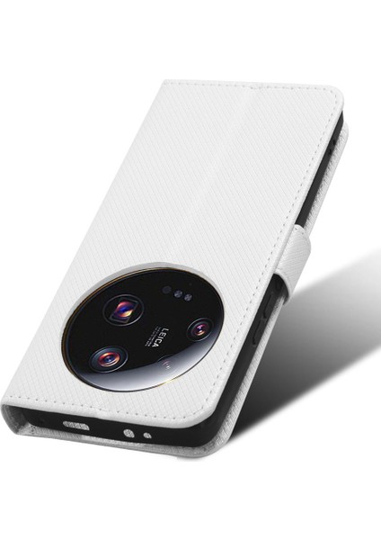 Xiaomi 13 Ultra Stand Cüzdan Telefon Kılıfı Pu Deri Elmas Doku Telefon Kapak-Beyaz (Yurt Dışından) indirimleri