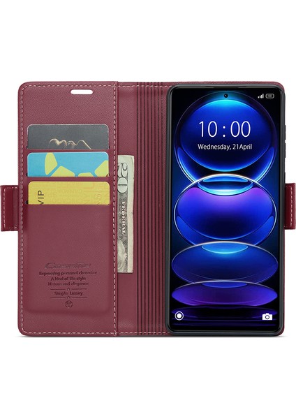 Xiaomi Poco X5 Pro 5g/redmi Için Note 12 Pro Hız 5g/not 12 Pro 5g Rfıd Engelleme Cüzdan Kılıfı Deri Flip Stand Telefon Kapak-Kırmızı (Yurt Dışından) fiyatları
