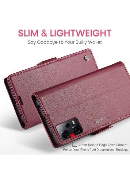 Xiaomi Poco X5 Pro 5g/redmi Için Note 12 Pro Hız 5g/not 12 Pro 5g Rfıd Engelleme Cüzdan Kılıfı Deri Flip Stand Telefon Kapak-Kırmızı (Yurt Dışından) indirimleri