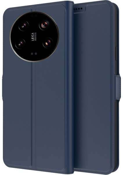 Xiaomi Için 13 Ultra Manyetik Pu Deri Deri Flip Cep Telefon Kapak Standı Kart Yuvası Şok Geçirmez Telefon Kılıf Mavisi (Yurt Dışından)