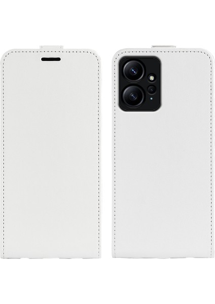 Xiaomi Için Redmi Not 12 4g Dikey Flip Telefon Kılıf Çılgın At Doku Kartı Tutucu Pu Deri Koruyucu Kapak-Beyaz (Yurt Dışından)