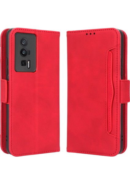 Xiaomi Için Telefon Cüzdan Kapağı Poco F5 Pro 5g/redmi K60 Pro 5G/K60 5G/K60 Şampiyon Edition Pu Pu Deri Çoklu Kart Yuvaları Stand Telefon Kılıfı Kırmızısı (Yurt Dışından)