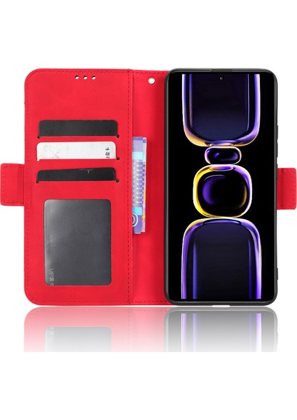Xiaomi Için Telefon Cüzdan Kapağı Poco F5 Pro 5g/redmi K60 Pro 5G/K60 5G/K60 Şampiyon Edition Pu Pu Deri Çoklu Kart Yuvaları Stand Telefon Kılıfı Kırmızısı (Yurt Dışından) modelleri