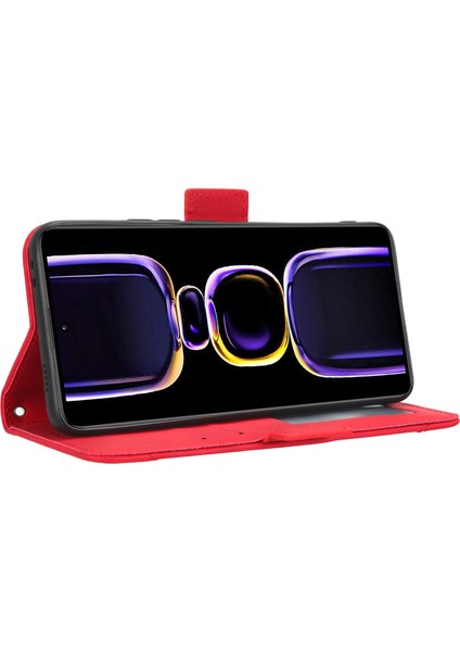 Xiaomi Için Telefon Cüzdan Kapağı Poco F5 Pro 5g/redmi K60 Pro 5G/K60 5G/K60 Şampiyon Edition Pu Pu Deri Çoklu Kart Yuvaları Stand Telefon Kılıfı Kırmızısı (Yurt Dışından) fırsatları