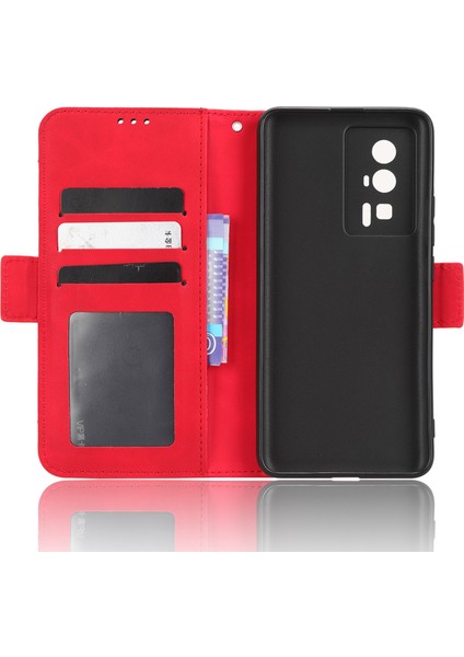 Xiaomi Için Telefon Cüzdan Kapağı Poco F5 Pro 5g/redmi K60 Pro 5G/K60 5G/K60 Şampiyon Edition Pu Pu Deri Çoklu Kart Yuvaları Stand Telefon Kılıfı Kırmızısı (Yurt Dışından) indirimleri
