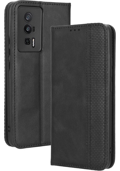 Xiaomi Poco F5 Pro 5g/redmi K60 Pro 5G/K60 5G/K60 Şampiyon Edition Retro Doku Standı Pu Deri Telefon Cüzdan Kapak Black Için Telefon Kılıfı (Yurt Dışından)