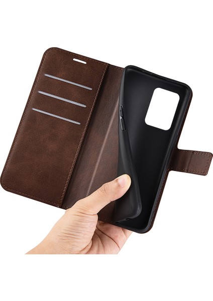 Xiaomi Redmi Için Note 12 Pro 5g/note 12 Pro Speed ​​5g/poco X5 Pro 5g Cep Telefonu Kılıf Buzağı Doku Stand Stand Cüzdan Kapak Brown (Yurt Dışından) fırsatları