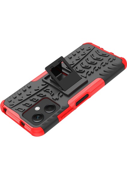 Xiaomi Redmi Için Note 12 5g (Global)/(Hindistan)/(Çin)/poco X5 5g Sabit Pc+Tpu Sağlam Lastik Deseni Şok-Absorbing Telefon Vaka Kickstand Back Cover Red (Yurt Dışından) indirimleri