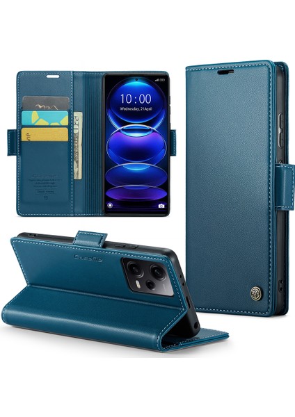 Xiaomi Poco X5 Pro 5g/redmi Için Note 12 Pro Speed ​​5g/not 12 Pro 5g Rfıd Engelleme Cüzdan Kılıfı Deri Deri Flip Stand Telefon Kapak Blue (Yurt Dışından)