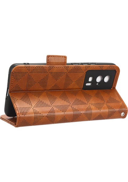 Xiaomi Poco F5 Pro 5g/redmi K60 Pro 5G/K60 5g Pu Deri Telefon Kapak Stand Stand Cüzdanı Baskı Baskı-Kahverengi (Yurt Dışından) modelleri
