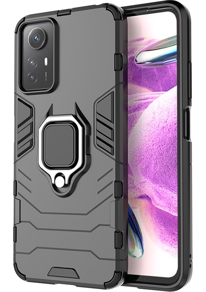 Xiaomi Redmi Için Note 12S 4g Kickstand Cep Telefon Kılıfı Yumuşak Tpu Sabit Pc Cep Telefonu Kapak Black (Yurt Dışından)
