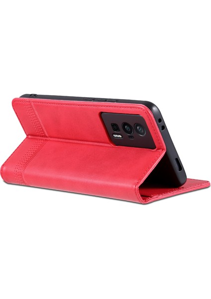 Xiaomi Poco F5 Pro 5g/redmi K60 Pro 5G/K60 5g Deri Telefon Kılıfı Stand Telefon Cüzdan Kapak-Kırmızı (Yurt Dışından) fırsatları