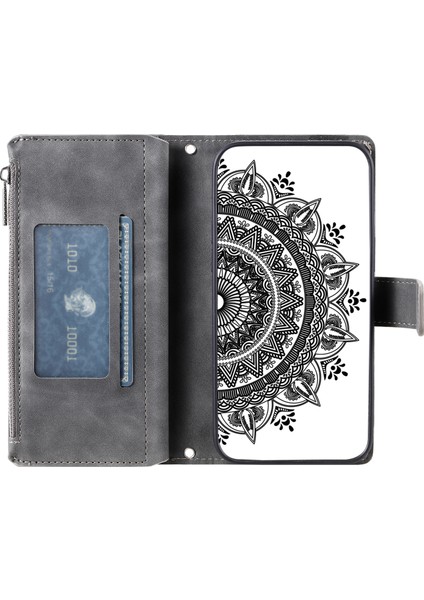 Xiaomi 13 Lite/civi Için 2 5g Fermuarı Cep Cüzdan Deri Deri Stand Kapağı Mandala Çiçek Dışında Telefon Vaka-Grey (Yurt Dışından) fırsatları