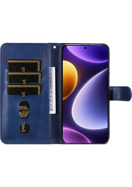Xiaomi Redmi Için Note 12 Turbo/poco F5 5g Buzağı Doku Telefon Kılıfı Stand Fermuarı Cep Cüzdan Kapak Mavisi (Yurt Dışından)