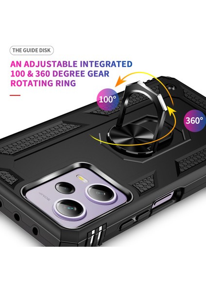 Xiaomi Redmi Için Ring Tutucu Kickstand Telefon Kılıfı Not 12 Pro 5g/note 12 Pro Speed ​​5g/poco X5 Pro 5g, Tpu+Pc Hybrıd Cack-Black (Yurt Dışından) modelleri