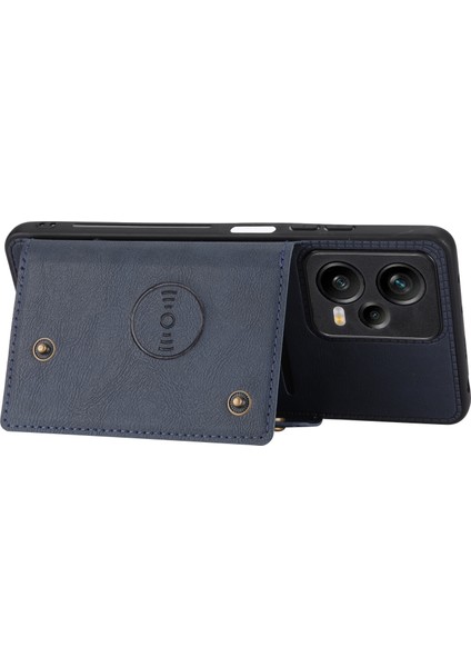 Xiaomi Için Poco X5 5g/redmi Note 12 5g (Global)/(Hindistan)/(Çin) Kickstand Telefon Kılıfı Tutucu Pu Deri Kaplamalı Tpu Kapak Mavisi (Yurt Dışından)