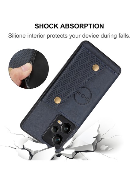 Xiaomi Için Poco X5 5g/redmi Note 12 5g (Global)/(Hindistan)/(Çin) Kickstand Telefon Kılıfı Tutucu Pu Deri Kaplamalı Tpu Kapak Mavisi (Yurt Dışından)