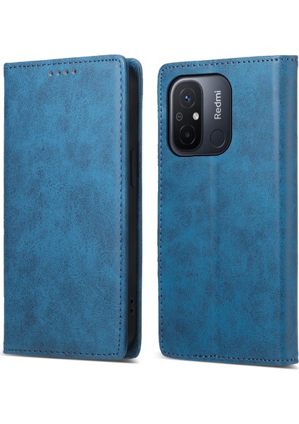 Df-05 Pu Deri+Tpu Stand Kılıfı Xiaomi Redmi 12C 4g, Cüzdan Pu Deri Rfıd Engelleme Telefon Meyvesi Mavisi (Yurt Dışından)