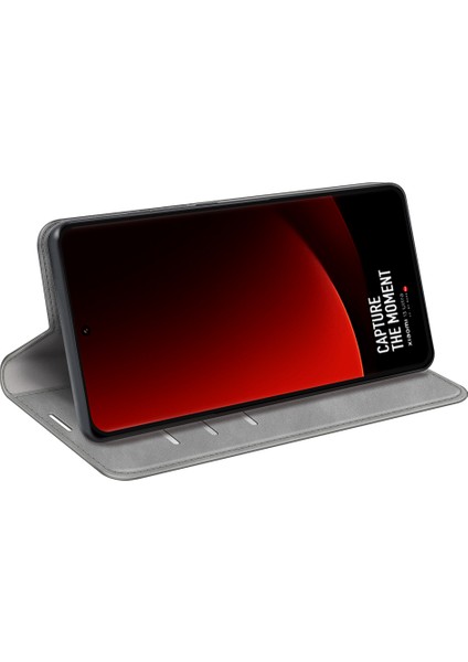 Xiaomi 13 Ultra Şok Geçirmez Pu Deri Deri Deri Flip Kılıf Cilt Touch Stand Cep Telefonu Kapak Grey (Yurt Dışından) modelleri