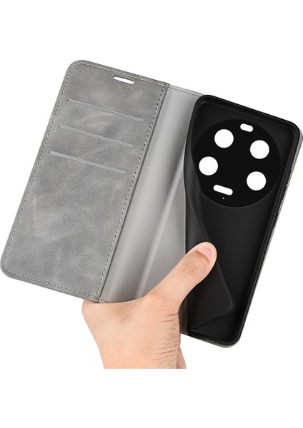 Xiaomi 13 Ultra Şok Geçirmez Pu Deri Deri Deri Flip Kılıf Cilt Touch Stand Cep Telefonu Kapak Grey (Yurt Dışından) fırsatları