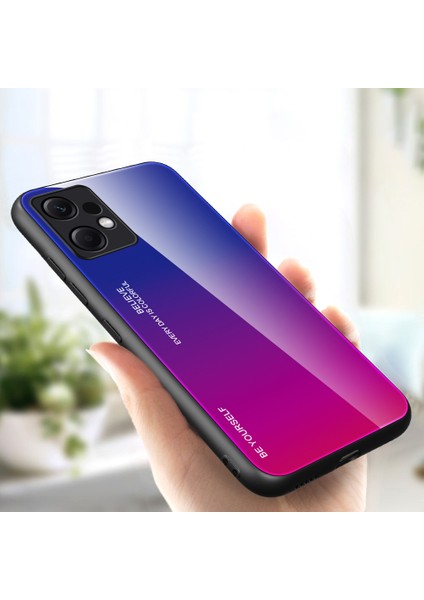 Xiaomi Için Redmi Note 12 4g Gradyan Renkli Telefon Geri Kılıf Temiz Cam+Pc+Tpu Şok Geçirmez Koruyucu Kapak-Mavi+Gül (Yurt Dışından) indirimleri