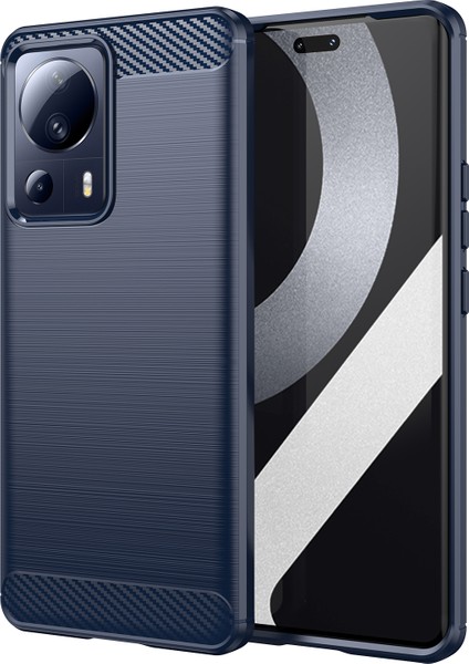 Xiaomi Için 13 Lite/civi 2 5g Karbon Fiber Doku Tpu Koruyucu Telefon Kapağı Yumru Dövüşlü Fırçalanmış Cep Telefonu Kılıf Mavisi (Yurt Dışından)