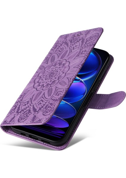 Xiaomi Redmi Için Note 12 5g (Global)/(Hindistan)/(Çin)/poco X5 5g Baskılı Ayçiçeği Pu Deri Cüzdan Kılıf Stand Folio Telefon Kapağı Kayış-Mor ile (Yurt Dışından) indirimleri