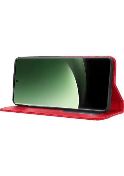 Xiaomi 13 Ultra Için Retro Stand Telefon Kılıfı, Pu Deri+Tpu Cüzdan Kapak-Kırmızı (Yurt Dışından) fırsatları