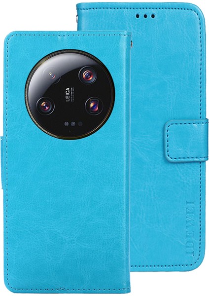 Xiaomi 13 Ultra Çılgın At Dokusu Pu Deri Kılıf Stand Cüzdan Cep Telefonu Kapak Sky Mavi (Yurt Dışından)