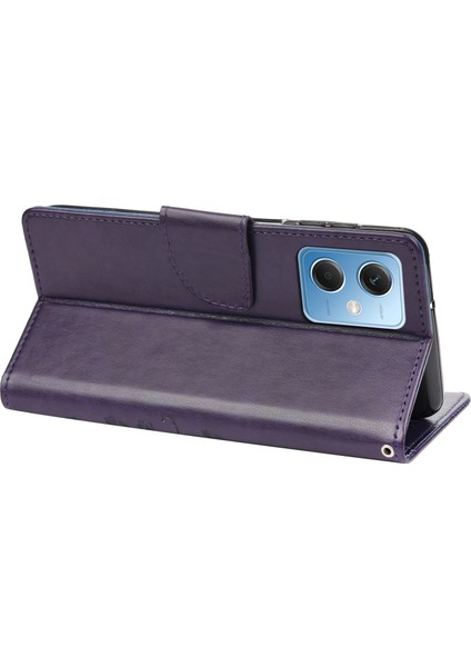Xiaomi Redmi Için Note 12 5g (Global)/(Hindistan)/(Çin)/poco X5 5g Telefon Kılıfı Çiçek Kelebek Basılı Deri Cüzdan Stand Kapak-Dark Mor (Yurt Dışından) fırsatları