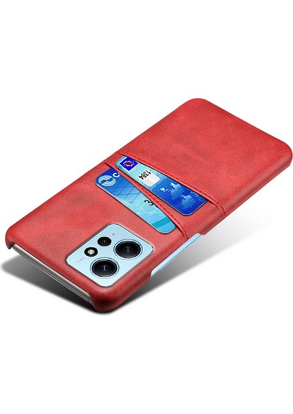 Xiaomi Için Redmi Note 12 4g Telefon Kılıfı Çift Kart Yuvaları Damla Koruma Pu Deri+Pc Kapak-Kırmızı (Yurt Dışından) modelleri