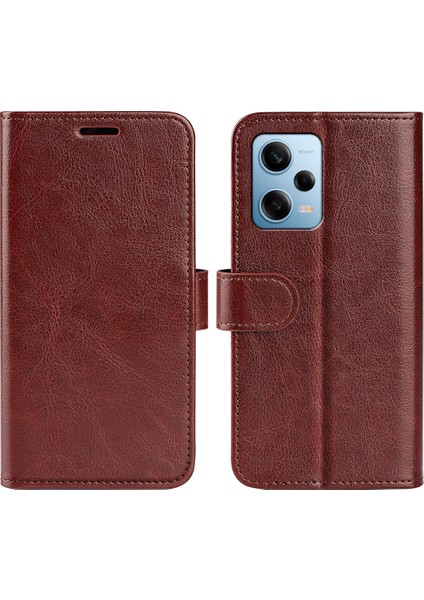 Xiaomi Redmi Için Note 12 Pro 5g/note 12 Pro Speed ​​5g/poco X5 Pro 5g Deri Cüzdan Kılıf Çılgın At Doku Standı Kapak-Kahverengi (Yurt Dışından)