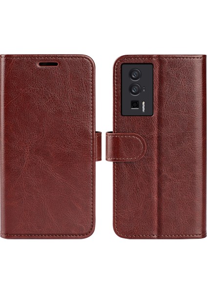 Xiaomi Poco F5 Pro 5g/redmi K60 Pro 5G/K60 5g, Çılgın At Dokusu Çekmeye Dayanıklı Deri Cüzdan Stand-Brown Için Cep Telefonu Kapağı (Yurt Dışından)