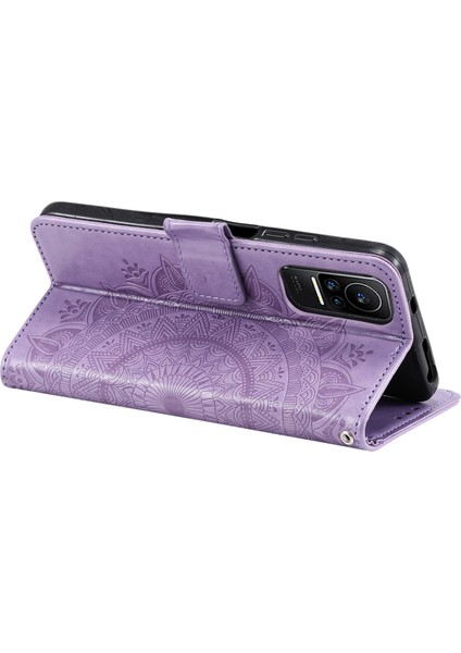 Xiaomi 13 Lite/civi 2 5g Baskılı Mandala Çiçek Deseni Deri Telefon Kılıfı Cüzdan Stand Telefon Kapağı Strap-Murple (Yurt Dışından) fırsatları