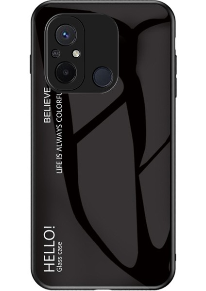 Xiaomi Redmi 12C 4g Gradyan Renkli Telefon Kılıfı Temperlenmiş Cam+Pc+Tpu Kapak Black (Yurt Dışından)