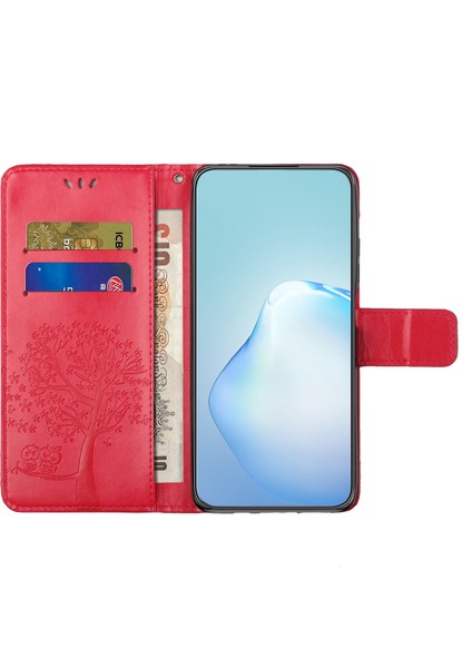 Xiaomi Redmi Note 12 Pro 5g Için Damla Koşullu Pu Deri Telefon Kılıfı, Baskılı Baykuş Ağacı Desen-Kırmızı ile Telefon Cüzdan Kapağı Standı (Yurt Dışından) modelleri