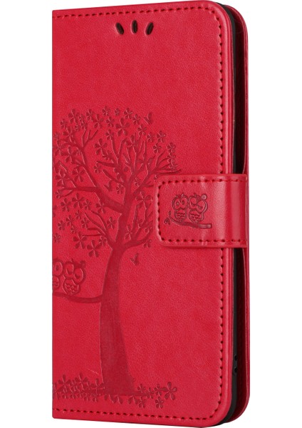 Xiaomi Redmi Note 12 Pro 5g Için Damla Koşullu Pu Deri Telefon Kılıfı, Baskılı Baykuş Ağacı Desen-Kırmızı ile Telefon Cüzdan Kapağı Standı (Yurt Dışından) fırsatları