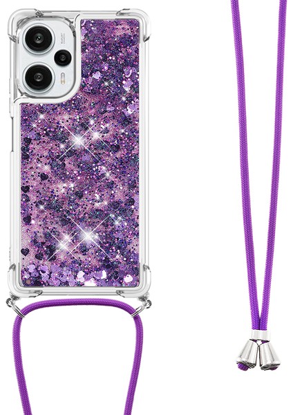 Xiaomi Poco F5 5g/redmi Için Sıvı Yüzen Kılıf Not 12 Turbo, Labyard-Dark Mor/kalkları Ile Yumuşak Tpu Telefon Kapağı (Yurt Dışından)