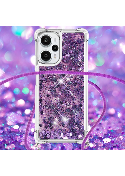 Xiaomi Poco F5 5g/redmi Için Sıvı Yüzen Kılıf Not 12 Turbo, Labyard-Dark Mor/kalkları Ile Yumuşak Tpu Telefon Kapağı (Yurt Dışından) modelleri