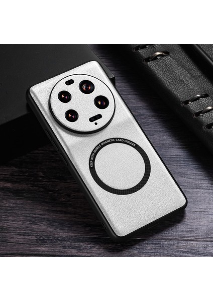 Xiaomi 13 Ultra Manyetik Kasa Magsafe Pu Deri Kaplamalı Pc+Tpu Telefon Kapak-Beyaz (Yurt Dışından) modelleri