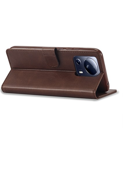 Xiaomi Için 13 Lite/civi 2 5g Stand Pu Deri Telefon Kılıf Cüzdan Buzağı Dokusu Telefon Kapak-Kahverengi (Yurt Dışından) modelleri