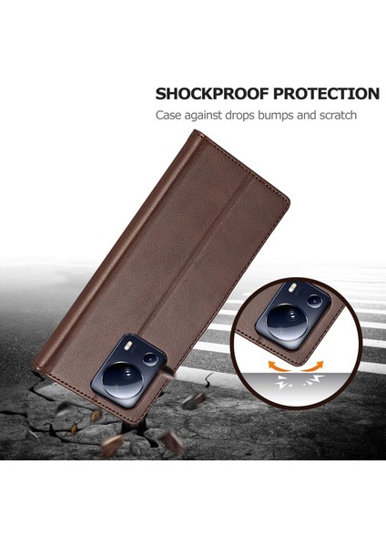 Xiaomi Için 13 Lite/civi 2 5g Stand Pu Deri Telefon Kılıf Cüzdan Buzağı Dokusu Telefon Kapak-Kahverengi (Yurt Dışından) indirimleri