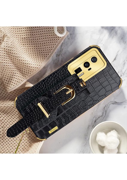 Xiaomi Için Redmi K60 5G/K60 Pro 5g/poco F5 Pro 5g Bileklik Kickstand Case Elektrokaplama Pu Deri+ Tpu Telefon Kapak Black (Yurt Dışından) indirimleri