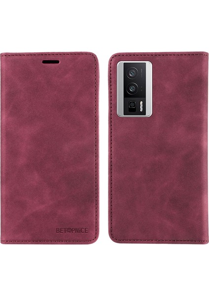 Xiaomi Için Redmi K60 5G/K60 Pro 5g/poco F5 Pro 5g Folio Flip Pu Deri Rfıd Tharlıng Telefon Kasası Kırmızı (Yurt Dışından)