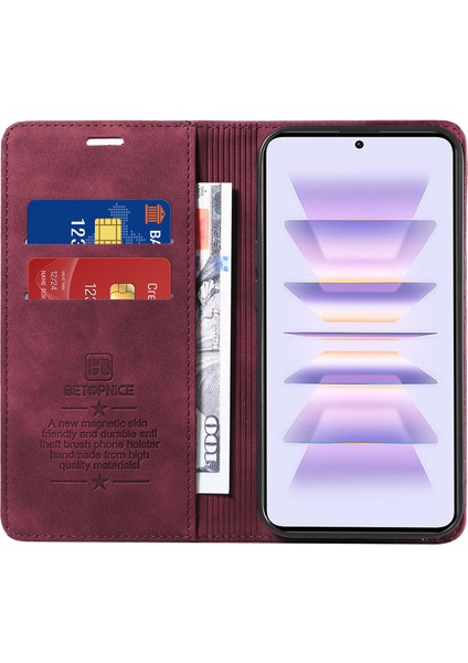 Xiaomi Için Redmi K60 5G/K60 Pro 5g/poco F5 Pro 5g Folio Flip Pu Deri Rfıd Tharlıng Telefon Kasası Kırmızı (Yurt Dışından) fiyatları