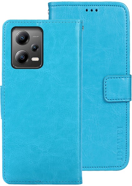 Xiaomi Redmi Için Note 12 5g (Çin)/(Hindistan)/(Global)/poco X5 5g Pu Deri Telefon Kılıfı Cüzdan Telefon Stand Kapak Sky Blue (Yurt Dışından)
